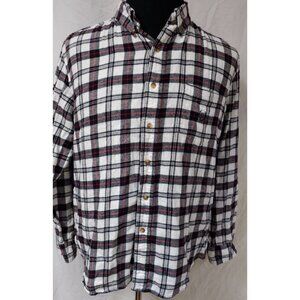 Chaps Mens Large Black White "Rock Salt" Long Sleeve Button Down Flannel Shirt